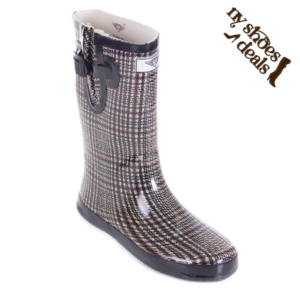 Women Rubber Rain Boots, Short Dreamy Weave Booties Garden Rainboots,, NEW